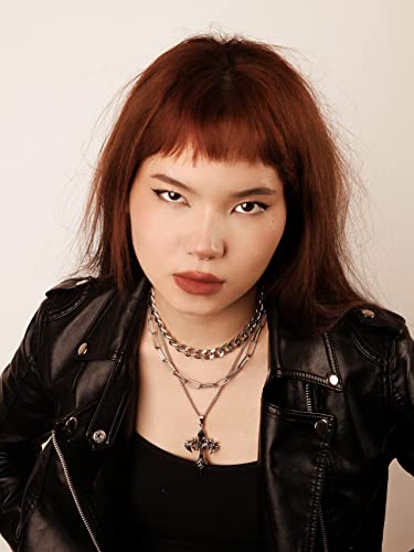 Sacina Gothic Layered Cross Pendant Necklace, Goth Emo Grunge Necklace, Goth Jewelry, Halloween Christmas Jewelry Gift For Women3