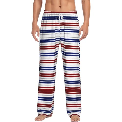 Pantalon de pyjama léger homme rayé rouge bleu blanc gris en coton respirant
