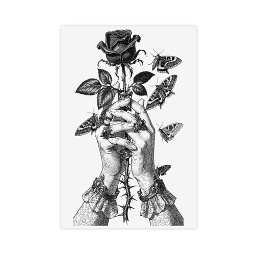 Tableau mains et roses gothiques en toile haute définition