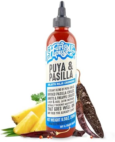 Humble House - Puya & Pasilla Chiles Hot Sauce, Low in Calories and Sodium, Vegan Condiments for Chicken Wings, Pambazos, Esquites, Egg Dishes & More, Preservative-Free Enchilada Sauce, 9.5 oz
