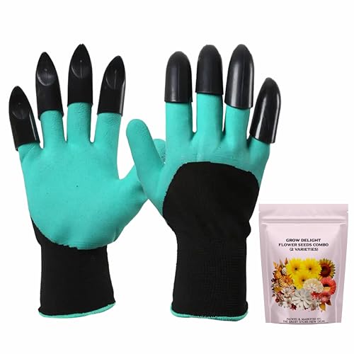Image of Garden Gloves With Double Claws | Heavy Duty Gloves for Gardening & Farming | Reusable, Washable Gloves for Digging, Planting & Pruning | Garden Accessories for Men & Women