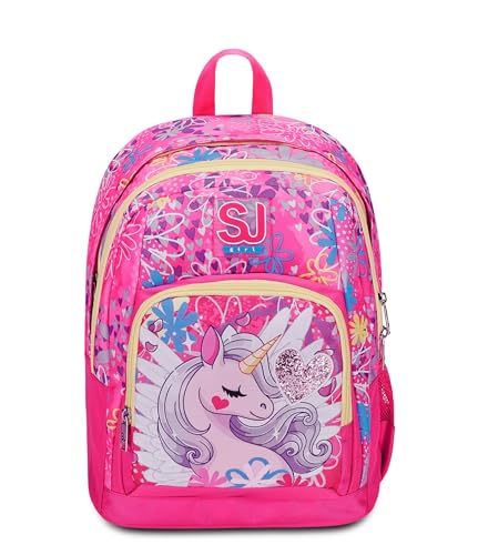 SJ GANG STYLE JAM GANG Zaino Scuola Advanced, Rosa, Unicorn Led, Zaino Doppio Scomparto Con Tasca Porta PC o Tablet, Tasca Porta Borraccia e Organizer, Zaino Scuola Elementare, Zaino Bambina