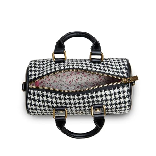 Islander® The Mini Duffel - Ladies Small Shoulder Bag with Harris Tweed, Black and White Dogtooth3