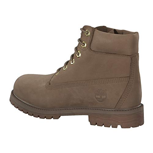Image of Timberland Premium 6 Inch Waterproof Boot Big Kids' Shoes Dark Beige Nubuck tb0a1vdt (5 M US)