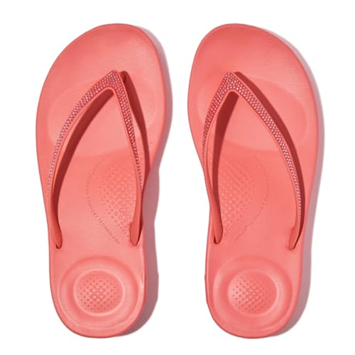 Image of FitFlop Womens iQushion Sparkle Ergonomic Flip Flops for Walking, Lightweight Waterproof Cushioned Thong Sandals for Women with Non Slip Bottom and Arch Support | Lightweight Waterproof Walking Sandals w /Cushioned Comfort & Arch Support