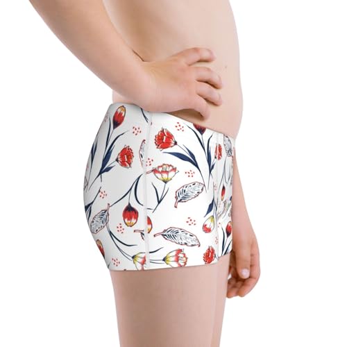 Boys' Cotton Boxer Brief Soft Underwear-Tulips Flowers2