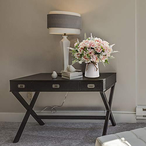 Lesing Artificial Flowers With Vase Fake Silk Flowers In Vase Gardenia Flowers Decoration For Home Table Office Party (Pink) #TOP6