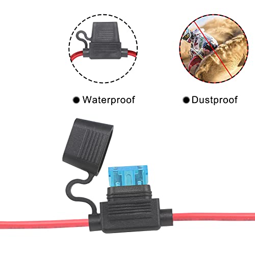 Qiucable 14 Gauge Inline Fuse Holder - 5 Pack 12V Automotive Atc Ato Blade Fuse Block Holder, In-Line 14Awg Wiring Harness Red #TOP5