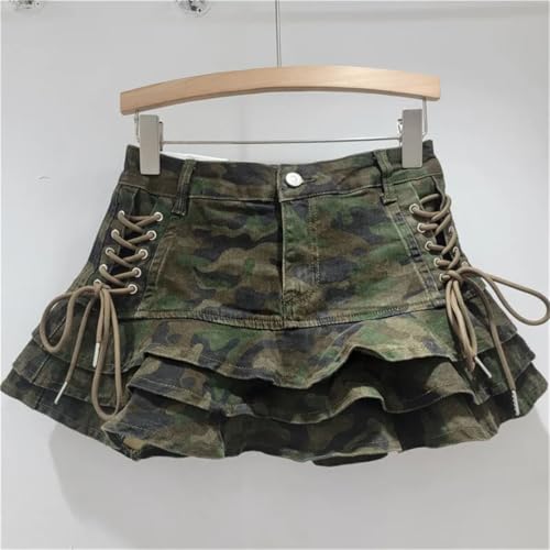 Women’S Denim Skirts with Solid Color Bandage Pleated Edge A-Line High Waist Slim Short Skirt4