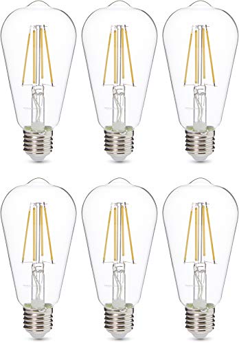Preisvergleich Produktbild AmazonBasics Professional LED-Leuchtmittel, Edison-Schraubgewinde (E27), ST64, entspricht 60-Watt-Birne, Klarglas, Glühfaden-Design, dimmbar, 6 Stück