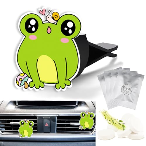 Image of Cute Car Air Freshener Clips Frog Car Vent Clip Frog Cars Scents Cologne Air Conditioner Clip Auto Vent Interior Decoration Cars Accessories Frogs Loves Gifts for Men Women