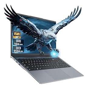 Portátil FHD de 15.6″, 16 GB de RAM 512 GB SSD, procesador Intel Dual-Core M3-8100Y de hasta 3.4 GHz, ultrafino y portátil, batería de larga duración, computadora portátil Win 11 para