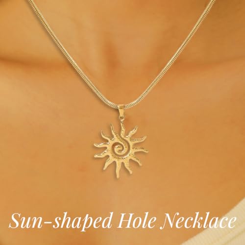 Wasserfeste Edelstahl Kette Sonne Damen, Kette Sonne Damen - Gold Vergoldet Halskette mit Sun Anhänger, Verstellbar Sonnenkette Goldkette Wasserfest für Frauen Mädchen Geschenke – Bild 3