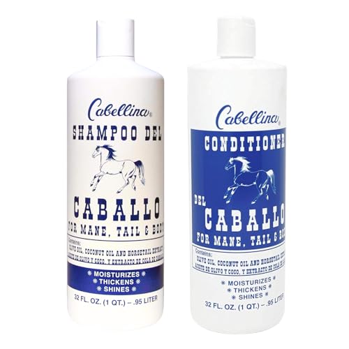 Cabellina Shampoo and Conditioner del Caballo Enhance Volume and Shine with Horsetail Plant Extract All Hair Type 32 FL Oz Each 2 Bottles
