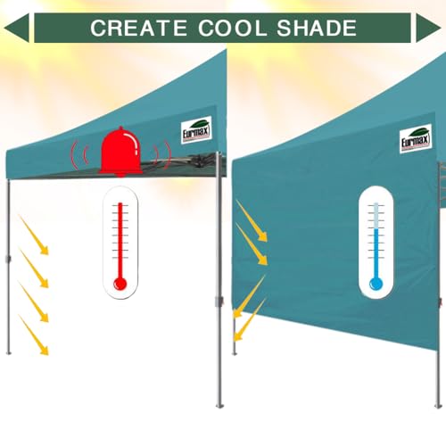 Image of Eurmax USA 10x4.8 Pop Up Canopy SunWall-UV Protection for Tents,Blocks Sunlight&Wind,Water Resistant Side Wall Only,Easy Hook & Loop Installation,Fit for 10FT Straight Leg Shelters&Gazebo,Turquoise