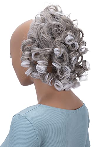 CAISHA Pedazo De Cabello Peinados Arrugados Voluminosos Rizos Desordenados Scrunchie Mezcla De Gris Rubio Oscuro G34L