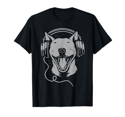 English Bull Terrier With Headphones DJ Music Dog Lover T-Shirt