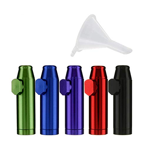 TUTUN 5PCS Snuff Bullet Metal Rocket Powder Dispenser Snorter Snuffer Vial Tube Bottle