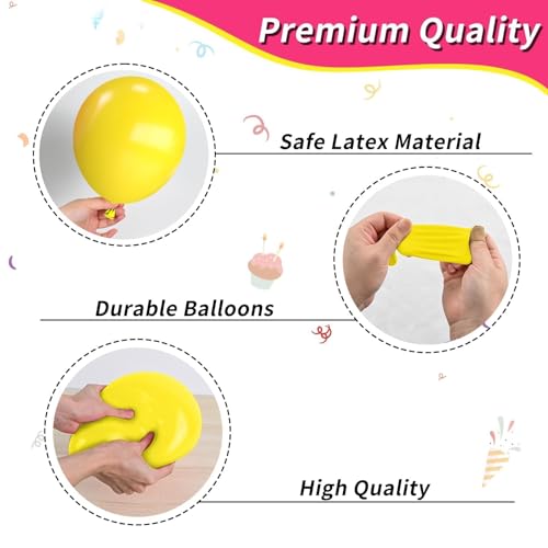 Image of Pink and Yellow Balloons 12 Inch Maca Hot Pink Yellow Balloons | Yellow and Pink Balloon with Confetti Balloons and Ribbon for Girls Peach Birthday Baby Shower Engagement Party Decorations