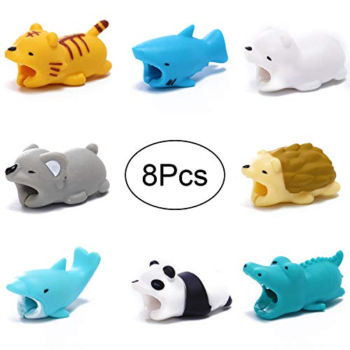 Hipoco Cable Animal Bit - 8 Pcs - Cute Animal Cable Protector Compatible with Phone USB Cords Sleeves