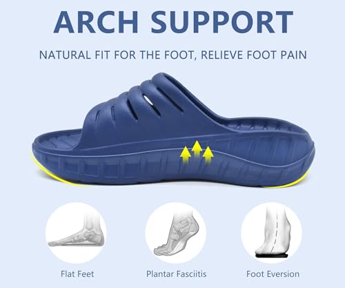 GPOS Mens Sport Recovery Sandals Plantar Fasciitis Thick Cushion Slides Sandals Lightweight Comfort Orthotic Slippers2