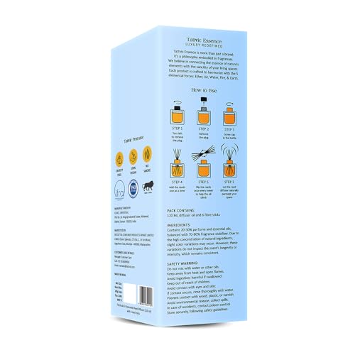 Image of Chamomile Reed Diffuser Set by Tattvic Essence | 6 Fiber Reed Sticks Free | Stress Relief & Aromatherapy | Long-Lasting, Smoke-Free Air Freshener for Bedroom & Bathroom| Ideal for Gifting | 120ml