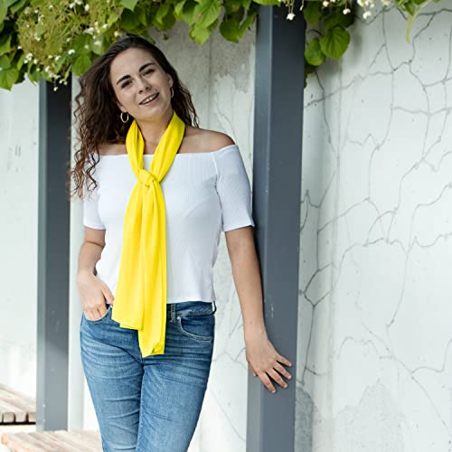 Dolce Abbraccio Damen Schal Stola Halstuch Tuch aus Chiffon für Frühling Sommer Ganzjährig Sonnengelb Gelb