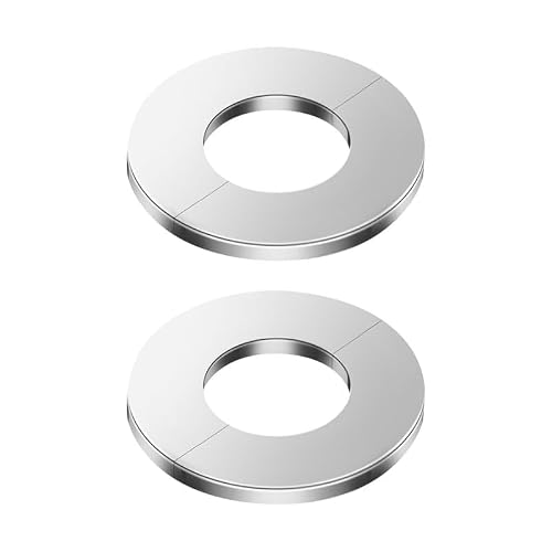 Wall Split Flange Pipe Cover 2Pcs Silver Stainless Steel Round, Radiator Pipe Covers Chrome for Decorative Pipe Wall Holes、 Drain Pipe Cover、Bathroom