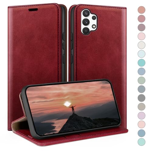Coque Samsung Galaxy A13 5G en cuir premium rouge, protection élégante pour vos sorties