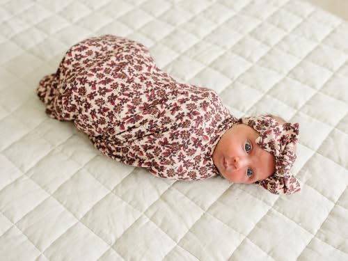 Mebie Baby Antique Floral Stretch Swaddle, Modern and Neutral Swaddle Blanket for Baby Girl or Boy, Soft Baby Blankets, Newborn Swaddle Blanket, 0-3 Month, Baby Essentials & Gifts (47" x 47") - 2