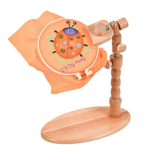 Soporte de bordado con rotación ajustable y organizador de accesorios para bastidor de madera