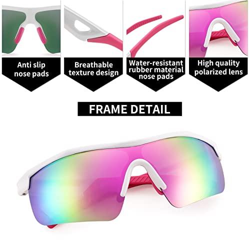 Image of FEISEDY Kids Polarized Sports Sunglasses, TR90 UV400 Baseball Cycling | LightWeight Wrap-Around for Boys Girls, TAC Polarized Lens blocks 100% UVA /UVB, Baseball /Softball /Cycling /Running B2454