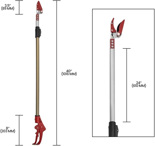Miniatura 7 de Zenport ZL615 Podadora telescópica de largo alcance, se extiende de 40 a 60 pulgadas, color naranja