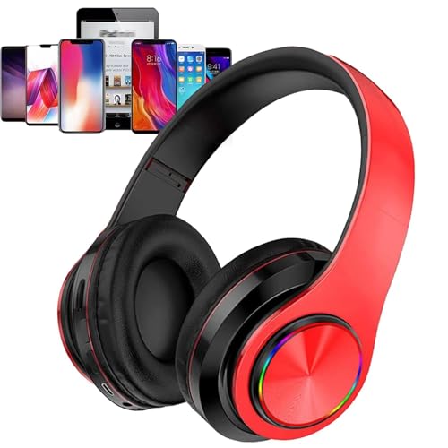Casque supra-auriculaire Bluetooth rouge avec lumières LED