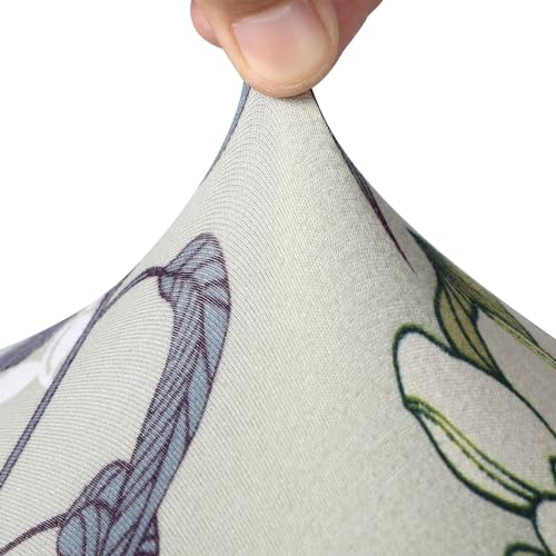 Image of SearchI Seat Covers for Dining Room Chairs Stretch Printed Chair Seat Covers Set of 6, Removable Washable Upholstered Chair Seat Protector Cushion Slipcovers for Kitchen, Office(Green Flower)