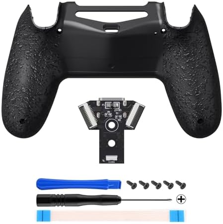 eXtremeRate Type-C Version Replacement Bottom Shell Compatible with ps4 Controller JDM-040 050 055 Models, Non-Slip 3D Splashing Cover, Game Improvement Custom DIY Back Housing Case - Textured Black - 1
