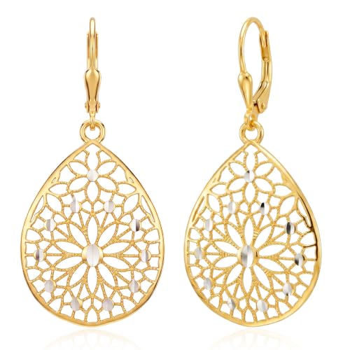 Image of TRUESILVER ACPL 925 Sterling Silver BIS Hallmarked Designer Drop & Dangle Leverback Earrings for Women