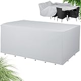 Kingsleeve ® Abdeckung für Gartenmöbel Outdoor Abdeckplane Schutzhülle Abdeckhaube Hülle Gartentisch Schutz Sitzgruppe Oxford 308x138x89cm Silber
