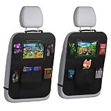 Backseat Kick Mats (Black, Kick Mats + Tablet Holder with Organizer Pockets)