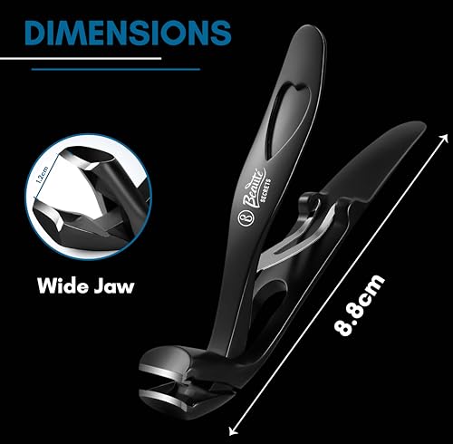 Beauté Secrets Large Nail Clippers 4 times wider jaw opening Nail Cutter, 9mm wide with a 7-shape angled head for precision trimming (BS-PNT-515) - Image 6