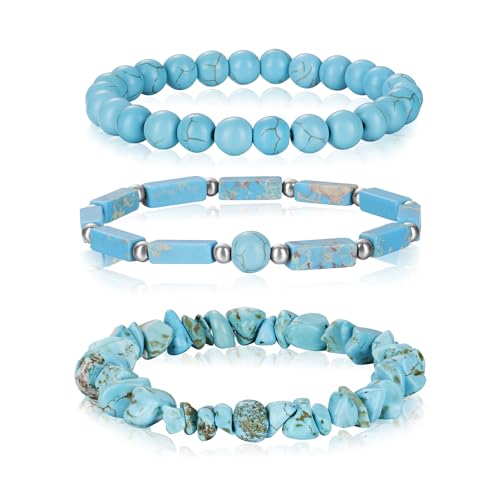 3Pcs Natural Stone Bracelets for Women 8mm Crystal Beaded Bracelets Handmade Stretch Bracelet Healing Crystal Jewelry for Women