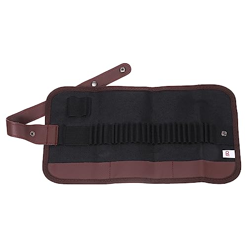 Image of PATIKIL Handmade 24 Slots Roll Up Pencil Case, Oxford Cloth Pencil Wrap Pouch Pen Holder Organizer for Artist Drawing Coloring Sketching, Brown /Black