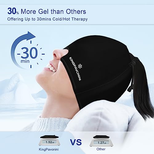 Image of Gel Ice Migraine Headache Relief Cap, Adjustable Headache Cap Migraine with Drawstring Fits All Heads, Cold Compression Migraine Relief Cap for Tension, Stress, Sinus, Puffy Eyes, Hot /Cold Therapy