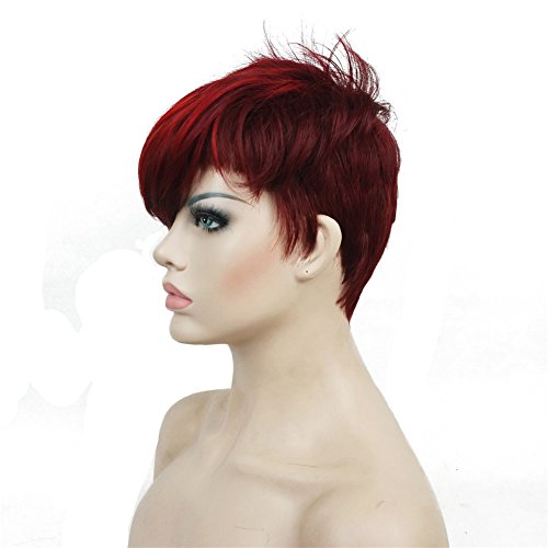 Lydell Short Asymmetry Side Bang Straight Wig Full Synthetic Wigs 6 Inches #TOP3