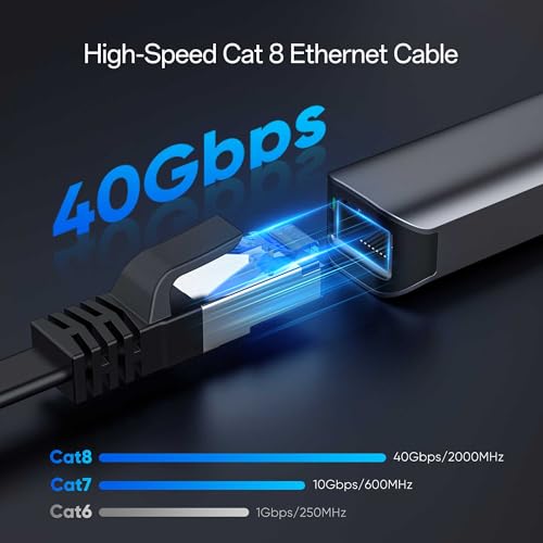 Image of Cat8 Flat Ethernet Cable 100 FT Indoor & Outdoor, Invisable Ultra-Thin Ethernet Cable High Speed 40Gbps 2000Mhz, Flexible Shielded Internet Cable, Cat 8 SFTP Network Cable for Home /Office, Black