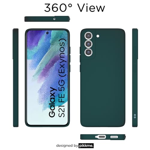 Image of Outlouders Back Cover for Samsung Galaxy S21 FE 5G | Camera Protection | Durable Soft Matte Silicone Bumper Case (Green)