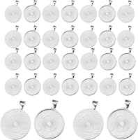 40 Stück Runde Cabochon Rohlinge, 25mm Zinklegierung Anhänger Rohlinge, Flacher Silberfarben Runder Lünetten Anhänger, Anhanger Runde Tabletts, für Diy Handwerk Foto Schmuck Schlüsselanhänger Machen