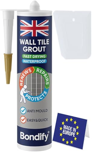 BONDIFY Impermeable Kit Renovador de Juntas Blanco, 450g SECADO RÁPIDO Juego de Reparación de Azulejos de Pared y Suelo, Kit de Reparación de Juntas, Lechada para Azulejos Baño, Mortero Azulejos