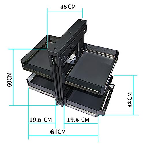 Corner Cabinet Organizer Estrae Rack Girevole con 4 Cestini di Alluminio Regolabili, Stoccaggio Heavy Duty per Vasi E Spezie, Sistema di Rotolamento Chiusura Morbile, Massimizzare Lo Spazio Della Cuci