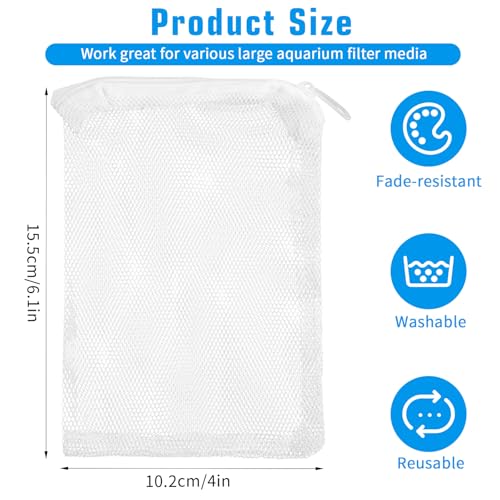 Image of CIATBYYJ 10Pcs Filter Media Bags for Aquarium, Resuable Filter Media Bag, Durable Mesh Aquarium Fish Bags, Mesh Filters Bag with Zipper for Activated Carbon, etc (6 inch x 4 inch)